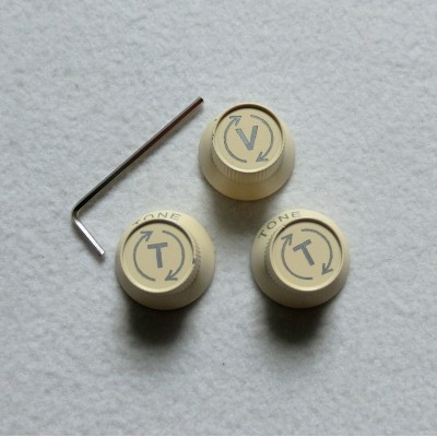 1V2T set metal alloy Strat guitar speed knobs in vintage cream color online guitar parts replacement store